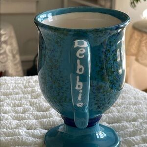 Handmade “Debbie”Blue Ceramic Mug with Handle. Never used. No chips or cracks.